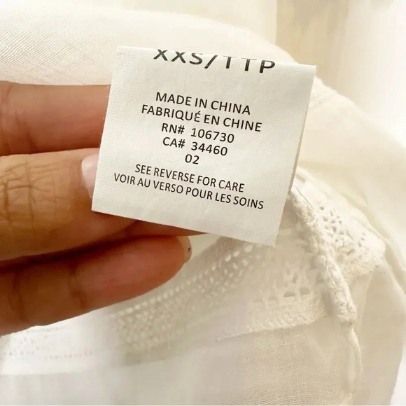 VINCE 100% Ramie White Lace Insert Boxy Top Size XXS Minimalist Quiet Luxury‎ - Picture 4 of 7